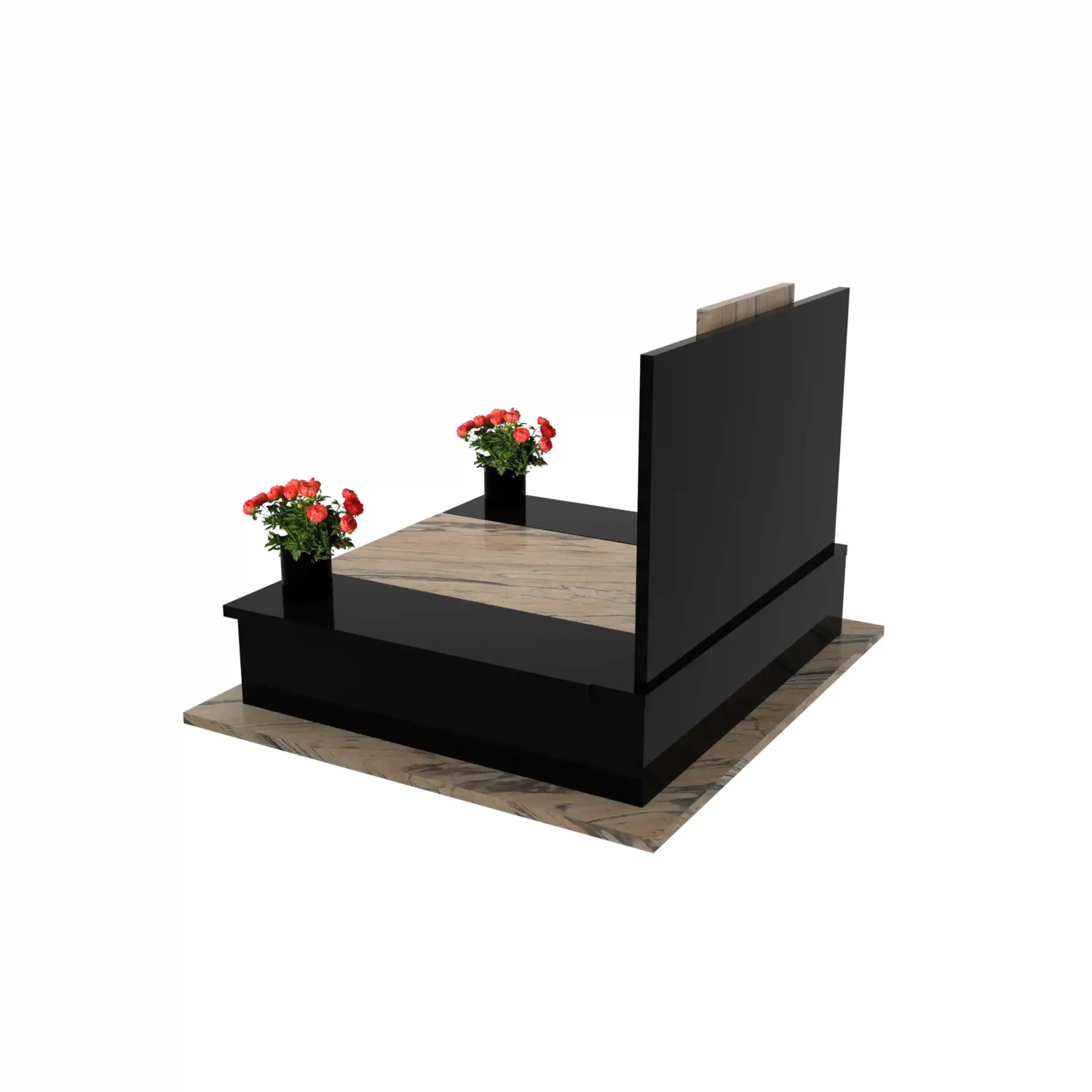 Nagrobek podwójny z grawerem anioła i kwiatami z granitu CK 102+360 – photo №4