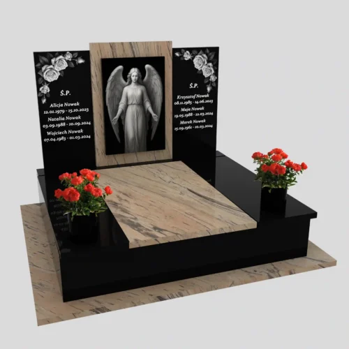 Nagrobki Warszawa-Nagrobek podwójny z grawerem anioła CK 102 wzór 25