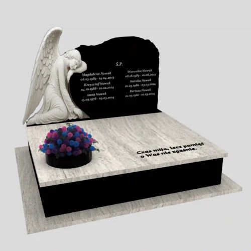 Nagrobki Warszawa-Nagrobek podwójny z rzeźbą anioła CK 103 wzór 18