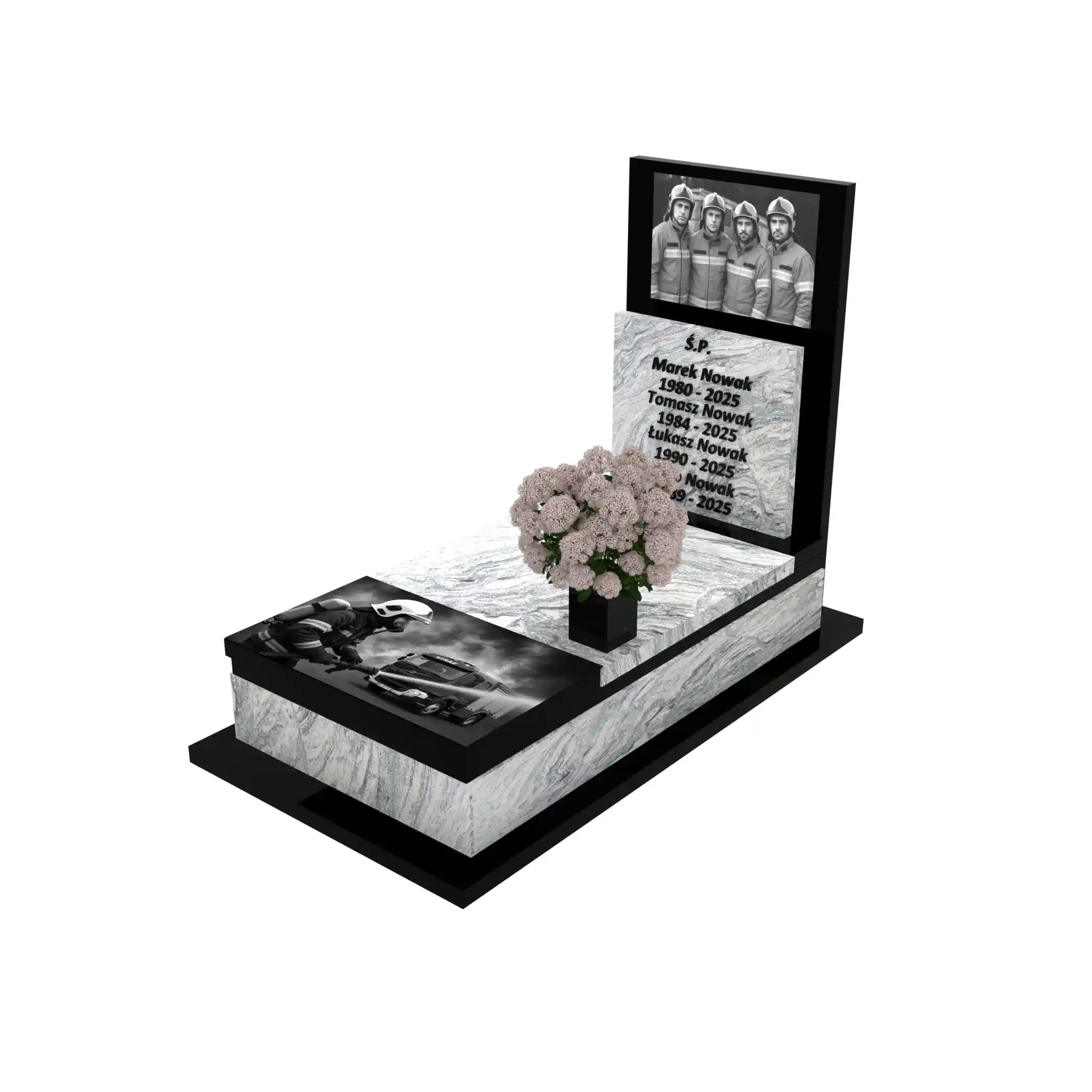 Nagrobek pojedynczy dla strażaków z granitu CK 152+360 – photo №1