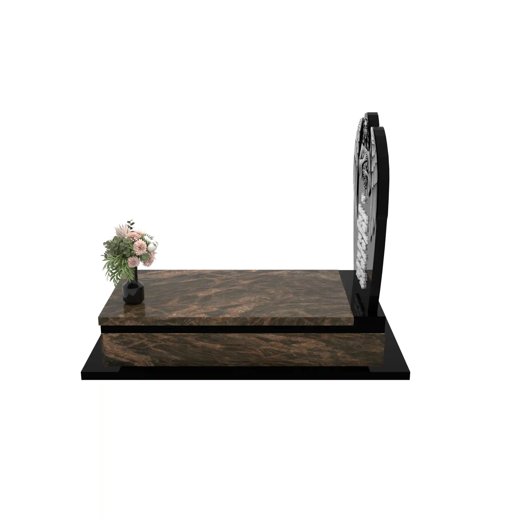 Nagrobek pojedynczy z rzeźbą anioła z granitu CK 154+360 – photo №3