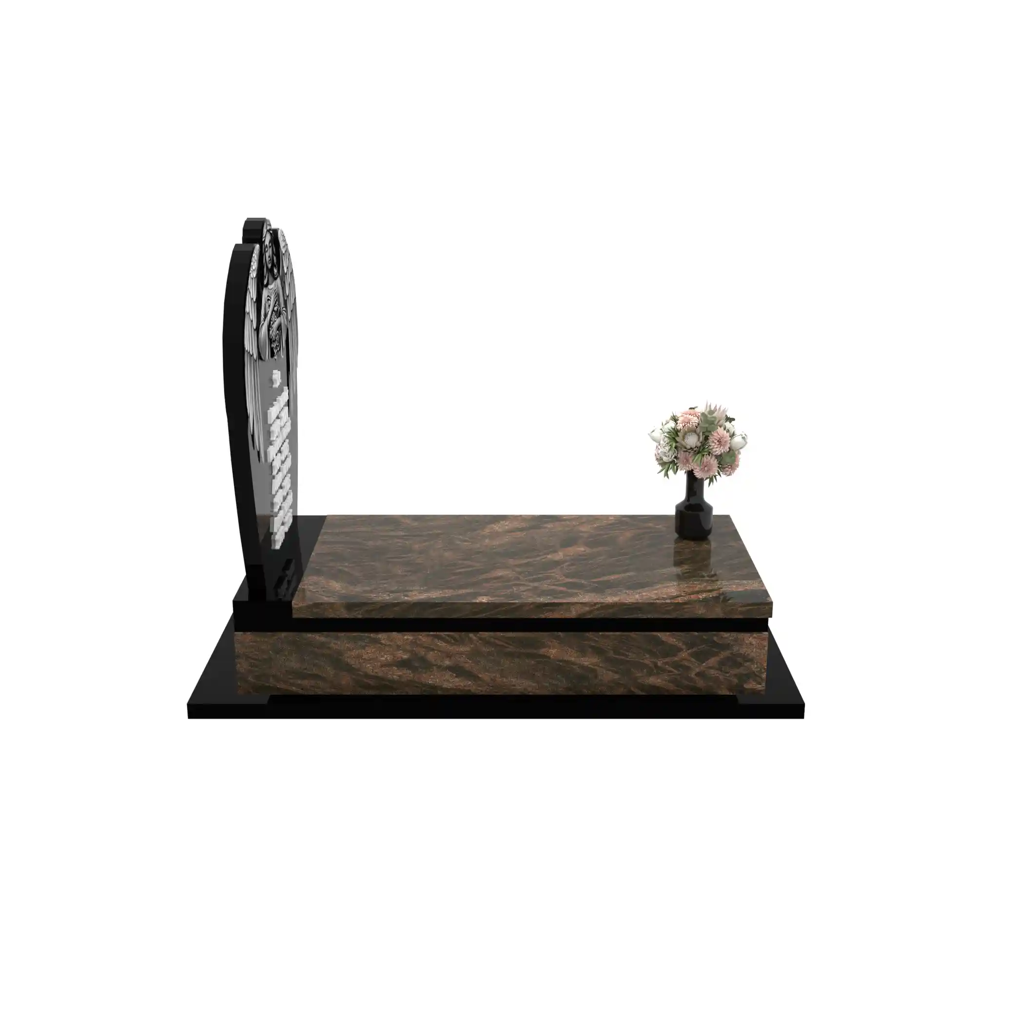 Nagrobek pojedynczy z rzeźbą anioła z granitu CK 154+360 – photo №9