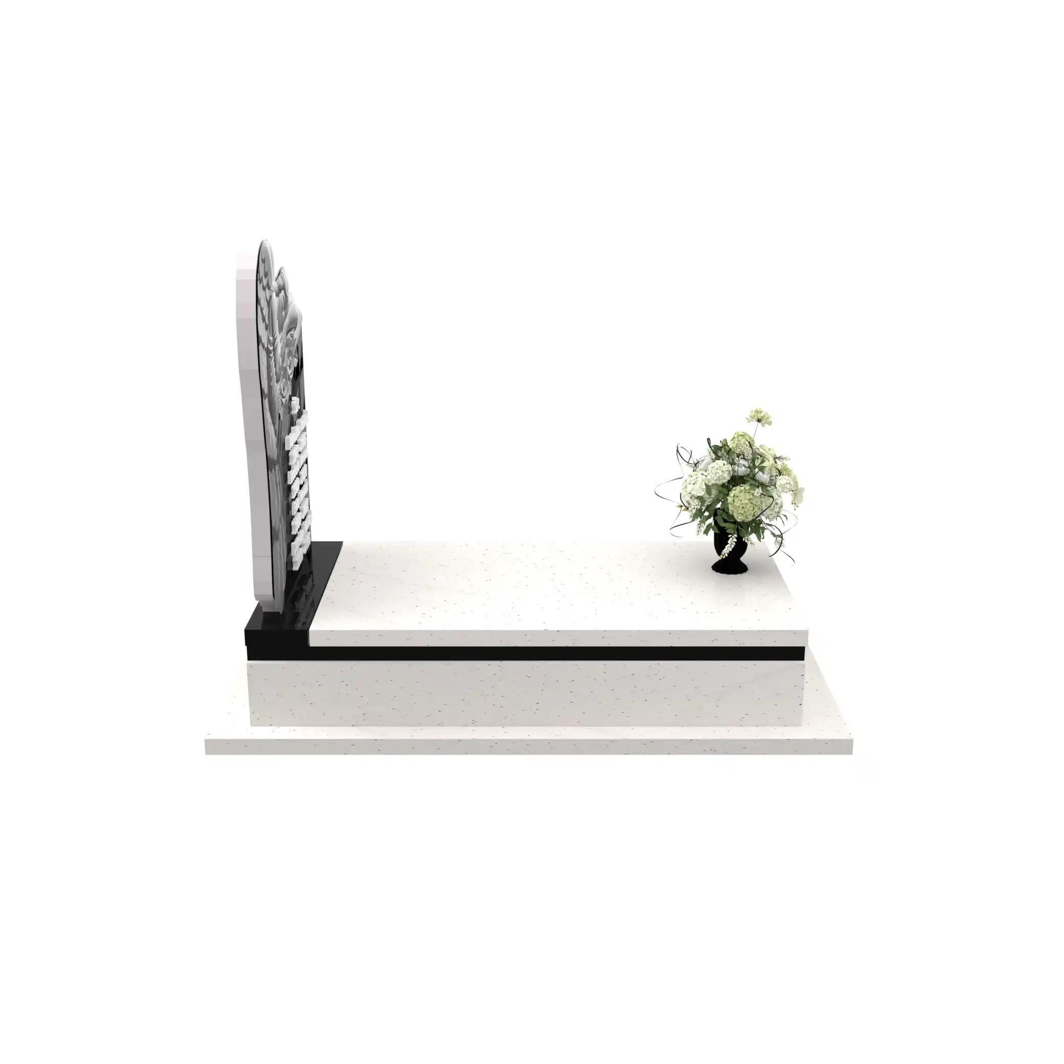 Nagrobek pojedynczy z rzeźbą anioła symbolizującego opiekę i spokój, wykonany z granitu CK 156+360 – photo №9