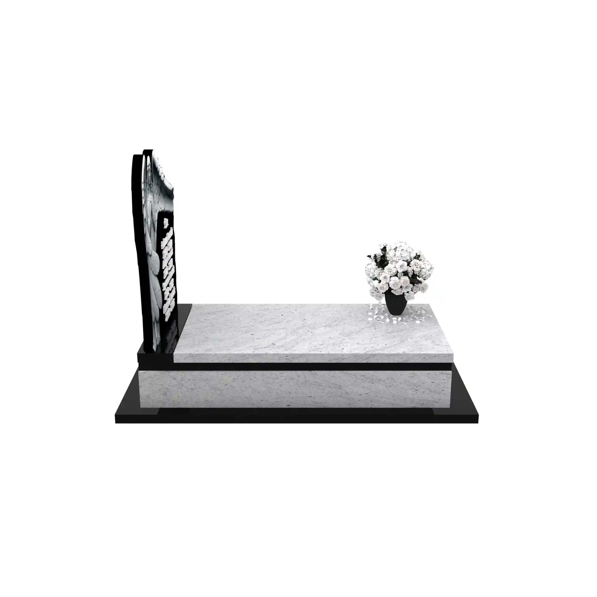 Nagrobek pojedynczy z rzeźbą anioła ze skrzydłami, wykonany z granitu CK 153+360 – photo №9