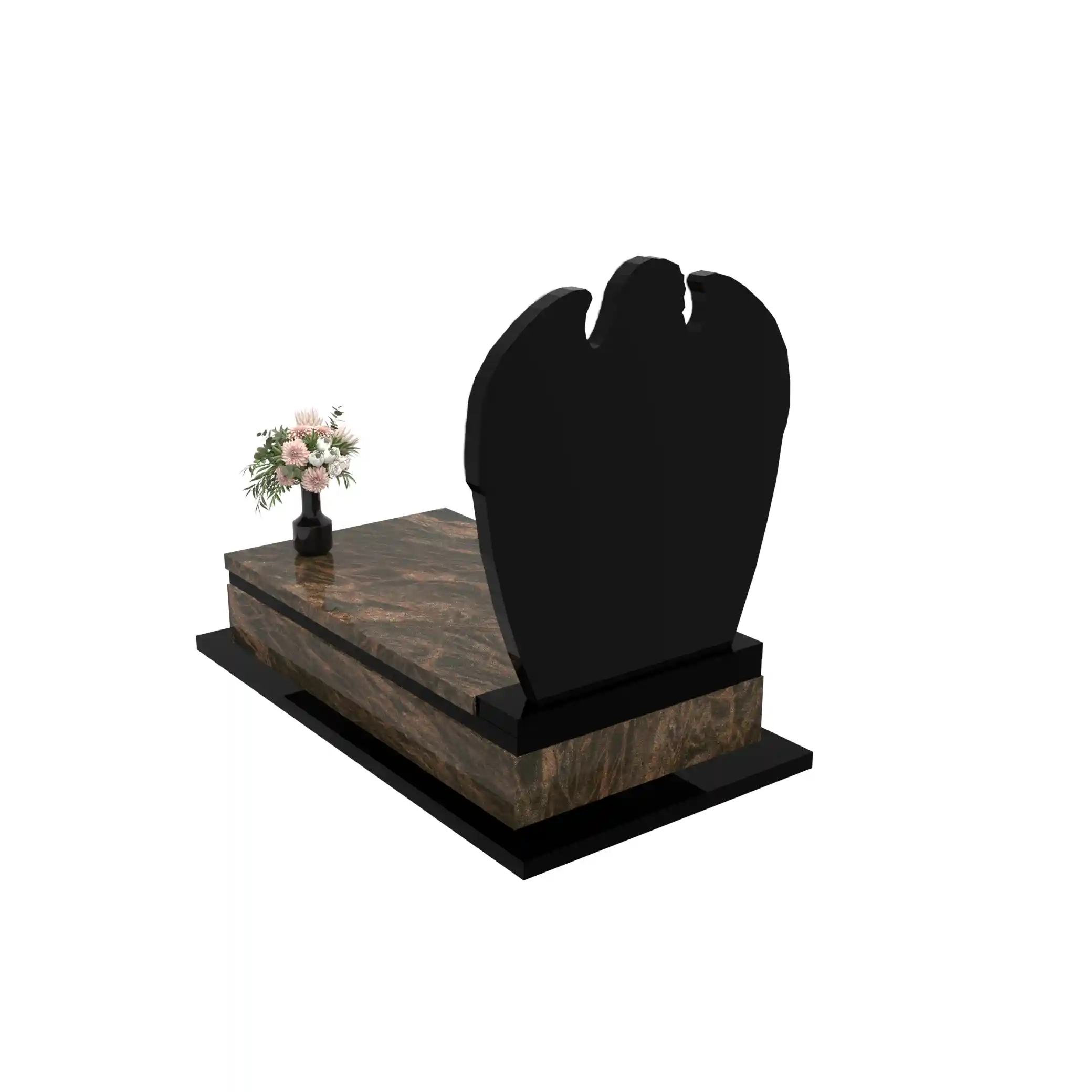 Nagrobek pojedynczy z rzeźbą anioła z granitu CK 154+360 – photo №5