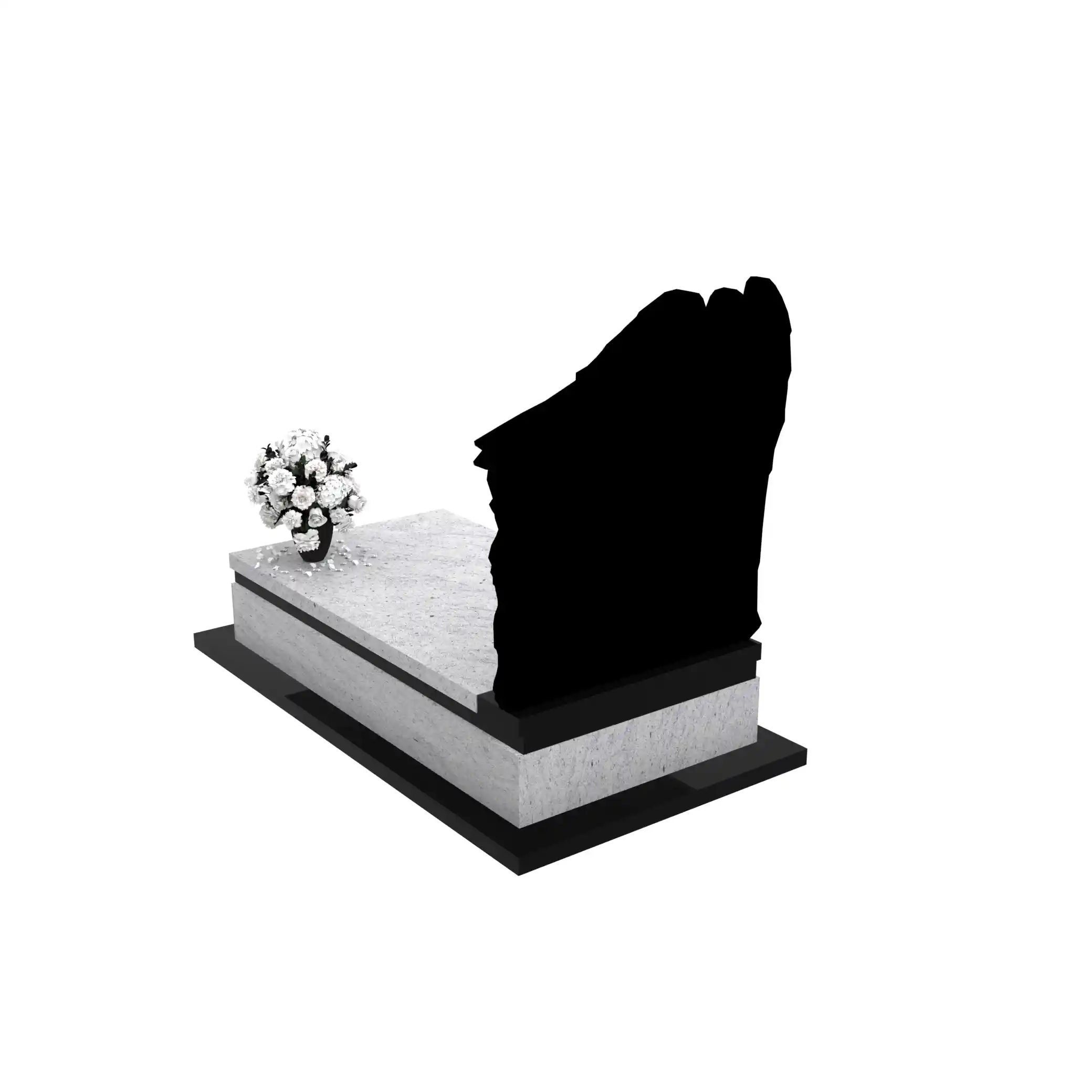 Nagrobek pojedynczy z rzeźbą anioła ze skrzydłami, wykonany z granitu CK 153+360 – photo №5