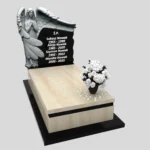 Nagrobek pojedynczy z rzeźbą anioła ze skrzydłami, wykonany z granitu CK 153 zdjęcie 30