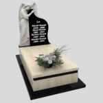 Nagrobek pojedynczy z rzeźbą anioła, wykonany z wysokiej jakości granitu CK 155 zdjęcie 30