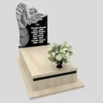 Nagrobek pojedynczy z rzeźbą anioła symbolizującego opiekę i spokój, wykonany z granitu CK 156 zdjęcie 30