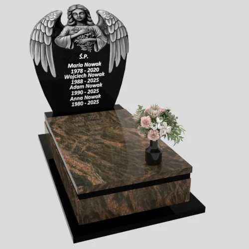 Nagrobki Warszawa-Nagrobek pojedyncze z rzeźba anioła CK 154 wzór 14