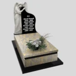 Nagrobek pojedynczy z rzeźbą anioła, wykonany z wysokiej jakości granitu CK 155 zdjęcie 35