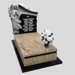 Nagrobek pojedynczy z rzeźbą anioła ze skrzydłami, wykonany z granitu CK 153 zdjęcie 42