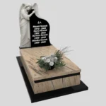 Nagrobek pojedynczy z rzeźbą anioła, wykonany z wysokiej jakości granitu CK 155 zdjęcie 42