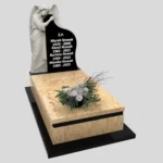 Nagrobek pojedynczy z rzeźbą anioła, wykonany z wysokiej jakości granitu CK 155 zdjęcie 43