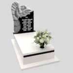 Nagrobek pojedynczy z rzeźbą anioła symbolizującego opiekę i spokój, wykonany z granitu CK 156 zdjęcie 43