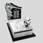 Nagrobek pojedynczy z rzeźbą anioła ze skrzydłami, wykonany z granitu CK 153 zdjęcie 44