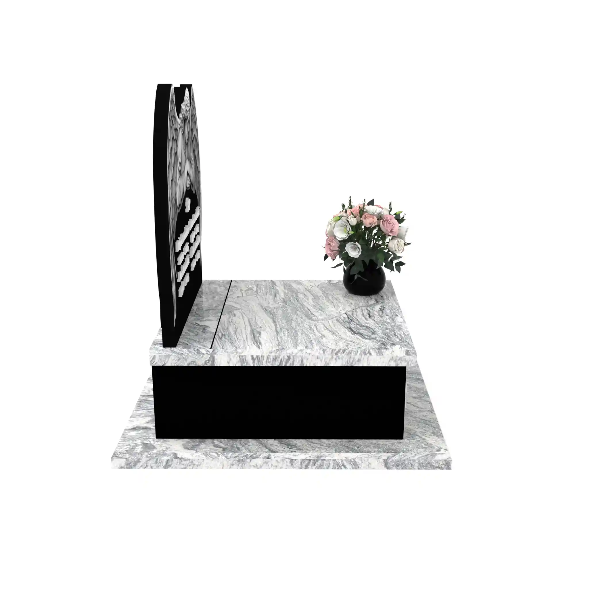 Nagrobek urnowy z rzeźbą anioła ze skrzydłami z granitu U 106+360 – photo №9