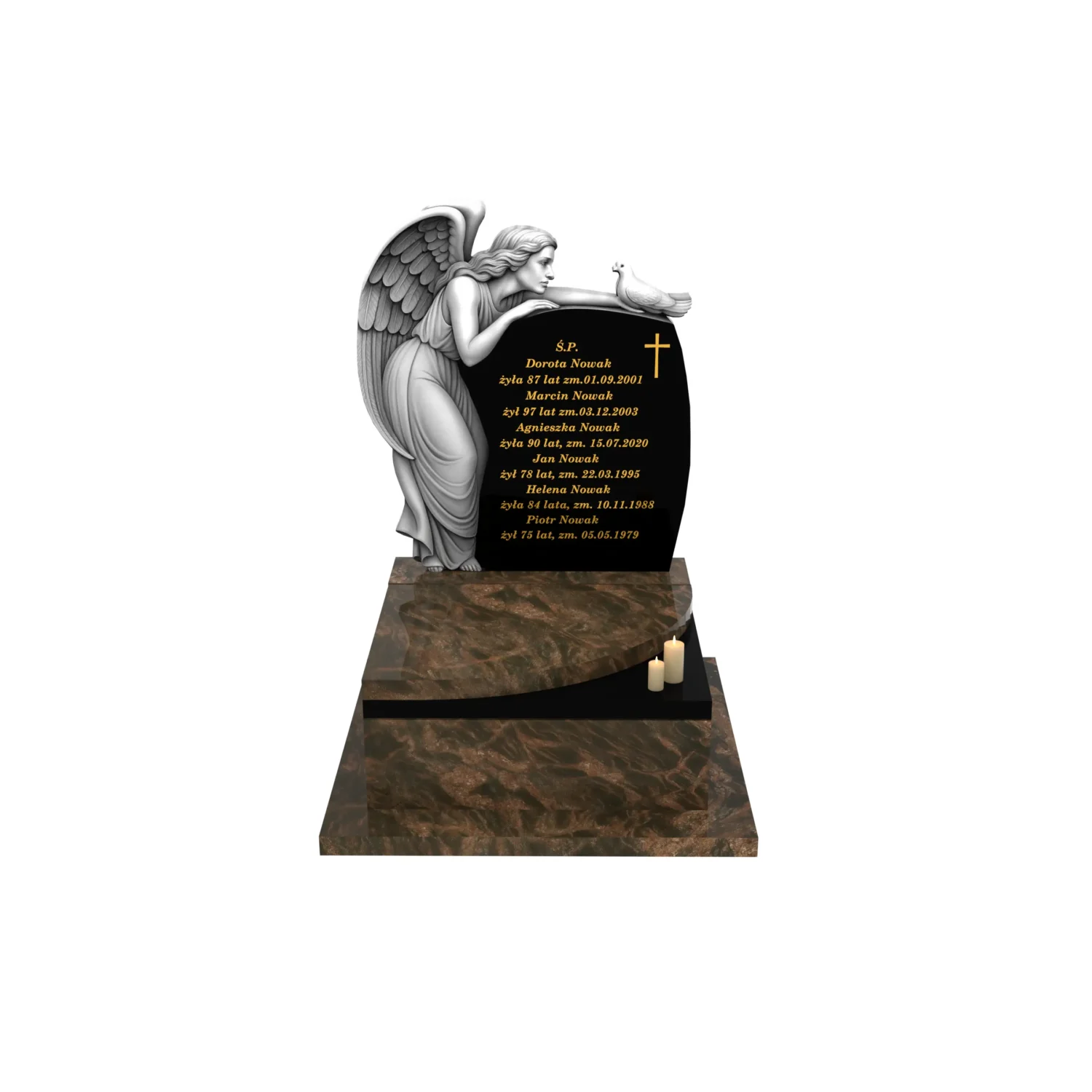 Nagrobek urnowy z delikatnym grawerem anioła z granitu U 109+360 – photo №12