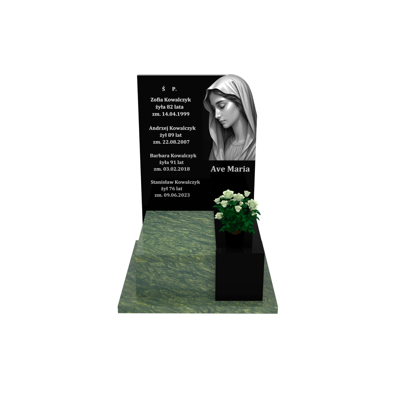 Nagrobek urnowy z grawerem Matki Boskiej z granitu U 110+360 – photo №12