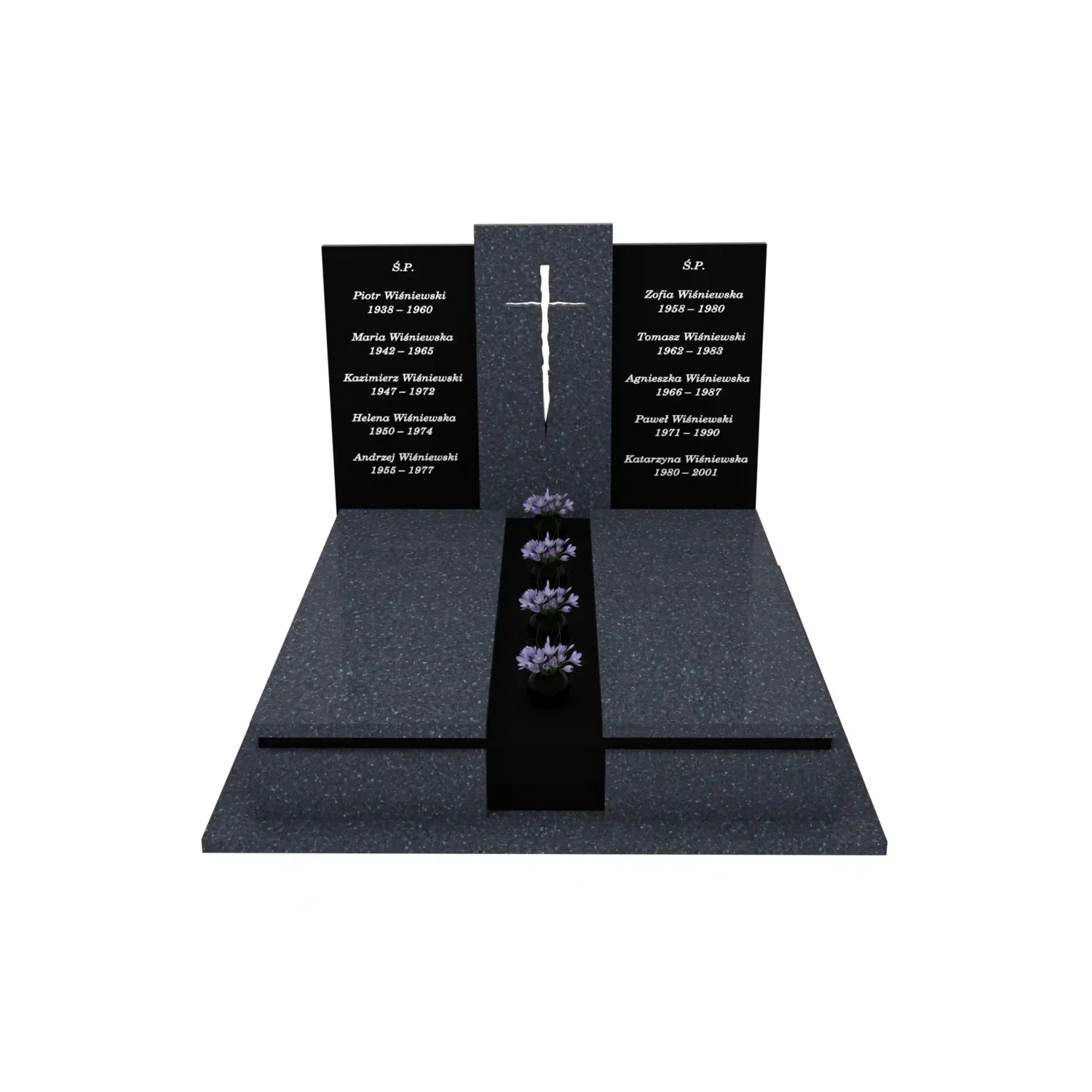 Nagrobek podwójny z rzezbionym krzyzem CK 113+360 – photo №12