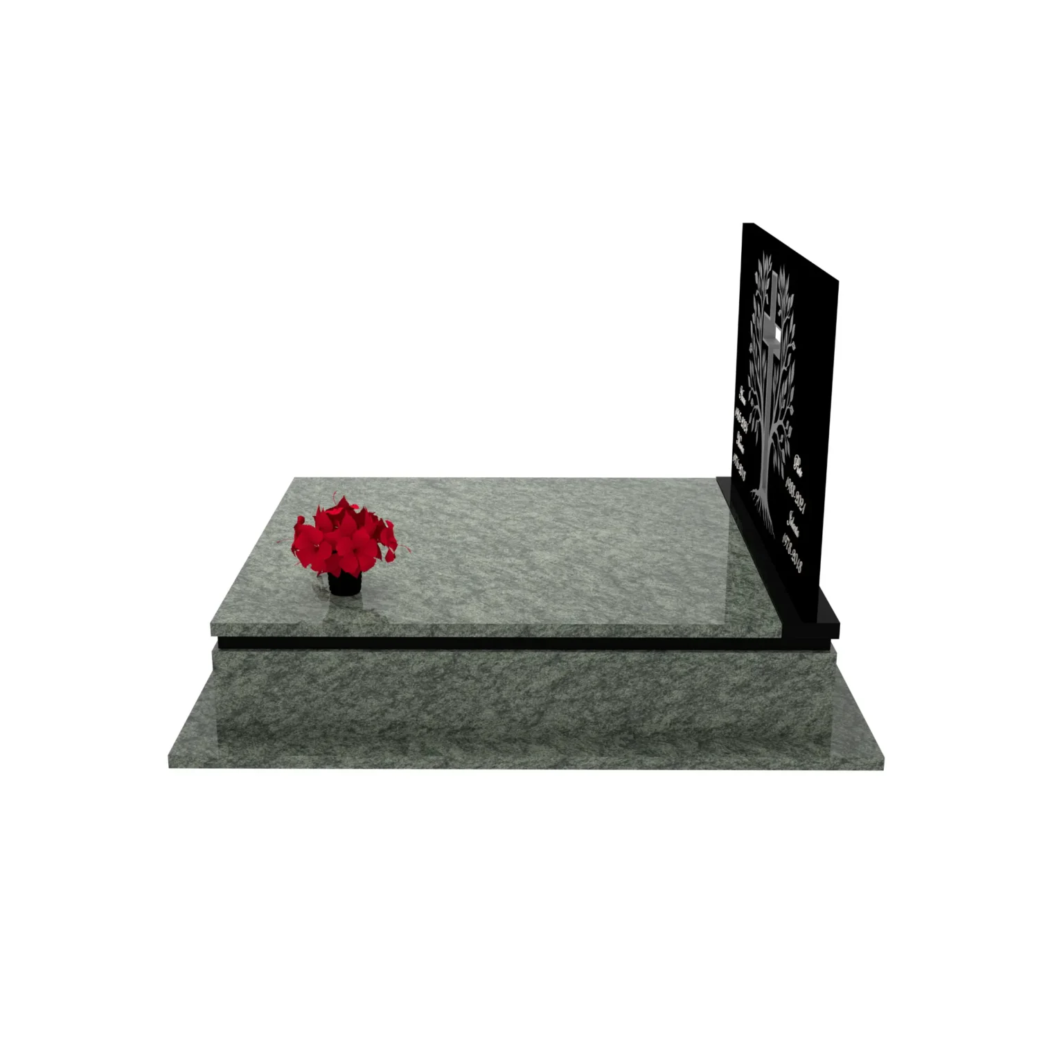 Nagrobek podwójny z grawerowanym drzewem i rzeźbą krzyża CK 104+360 – photo №3