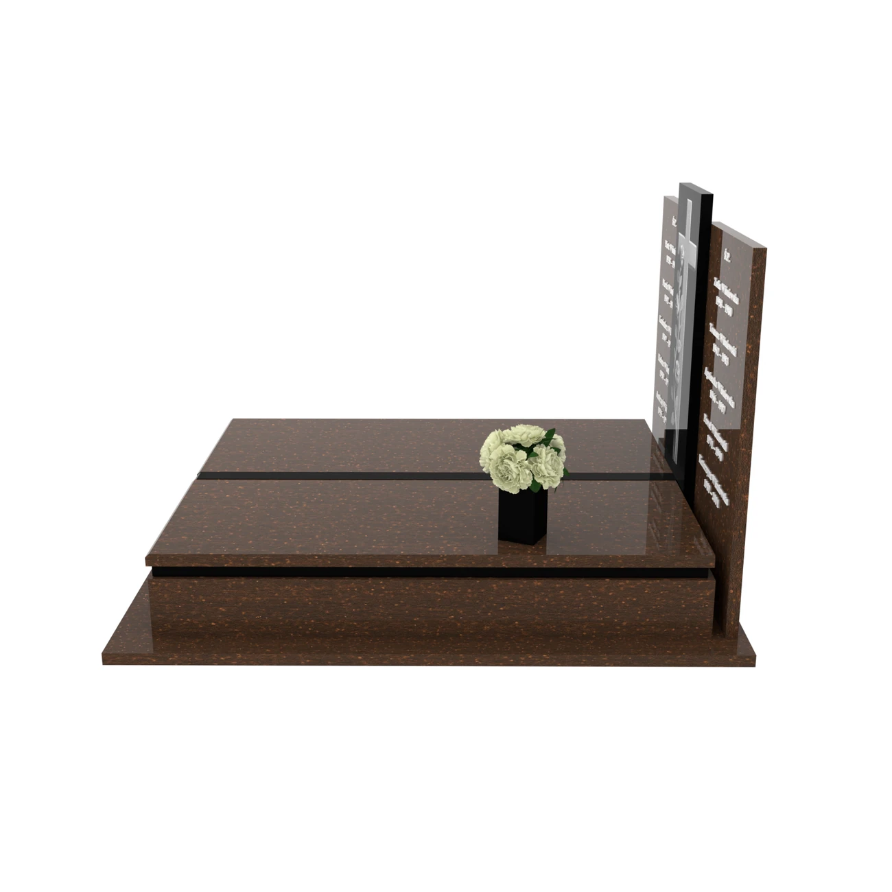 Nagrobek podwójny z grawerem krzyża, wykonany z dbałością o każdy detal z granitu CK 105+360 – photo №3