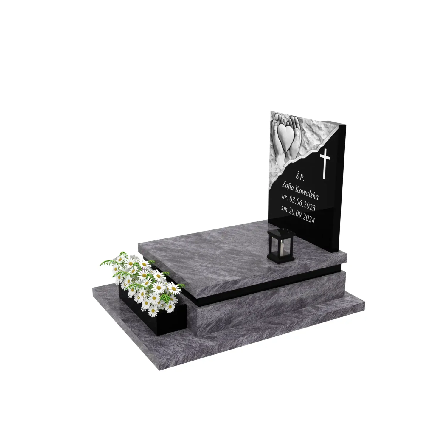 Nagrobek dla dziecka z rzeźbą dłoni i serca D 67+360 – photo №2