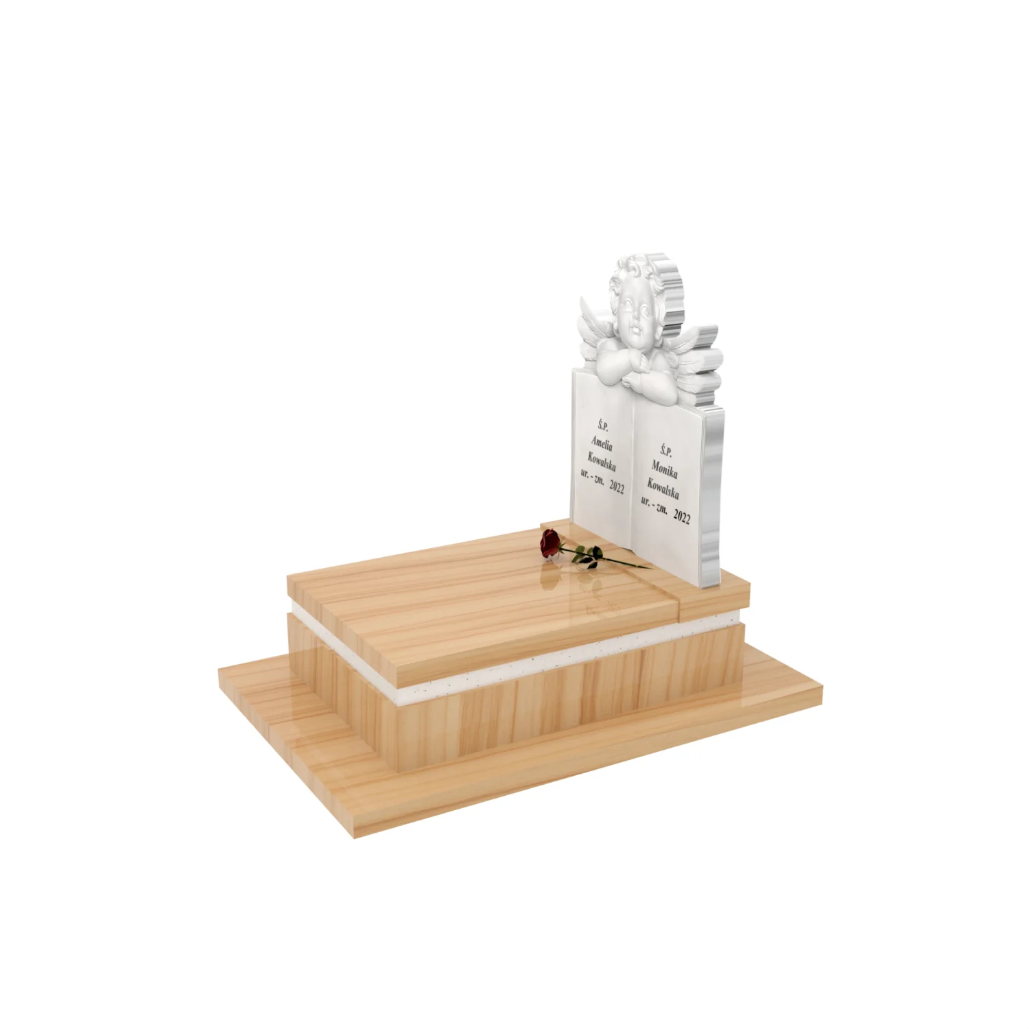 Nagrobek dla dziecka z rzeźbą książki i anioła z granitu D 79+360 – photo №2