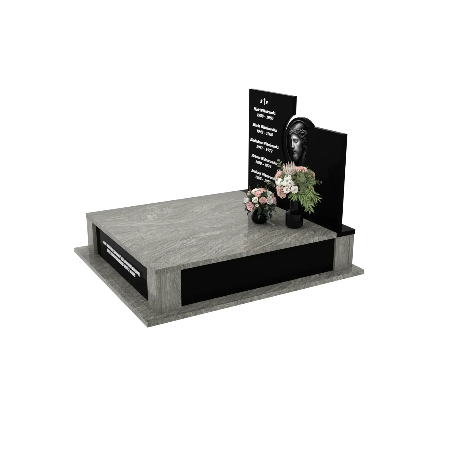 Nagrobek podwójny z grawerem Jezusa z granitu CK 107+360 – photo №2