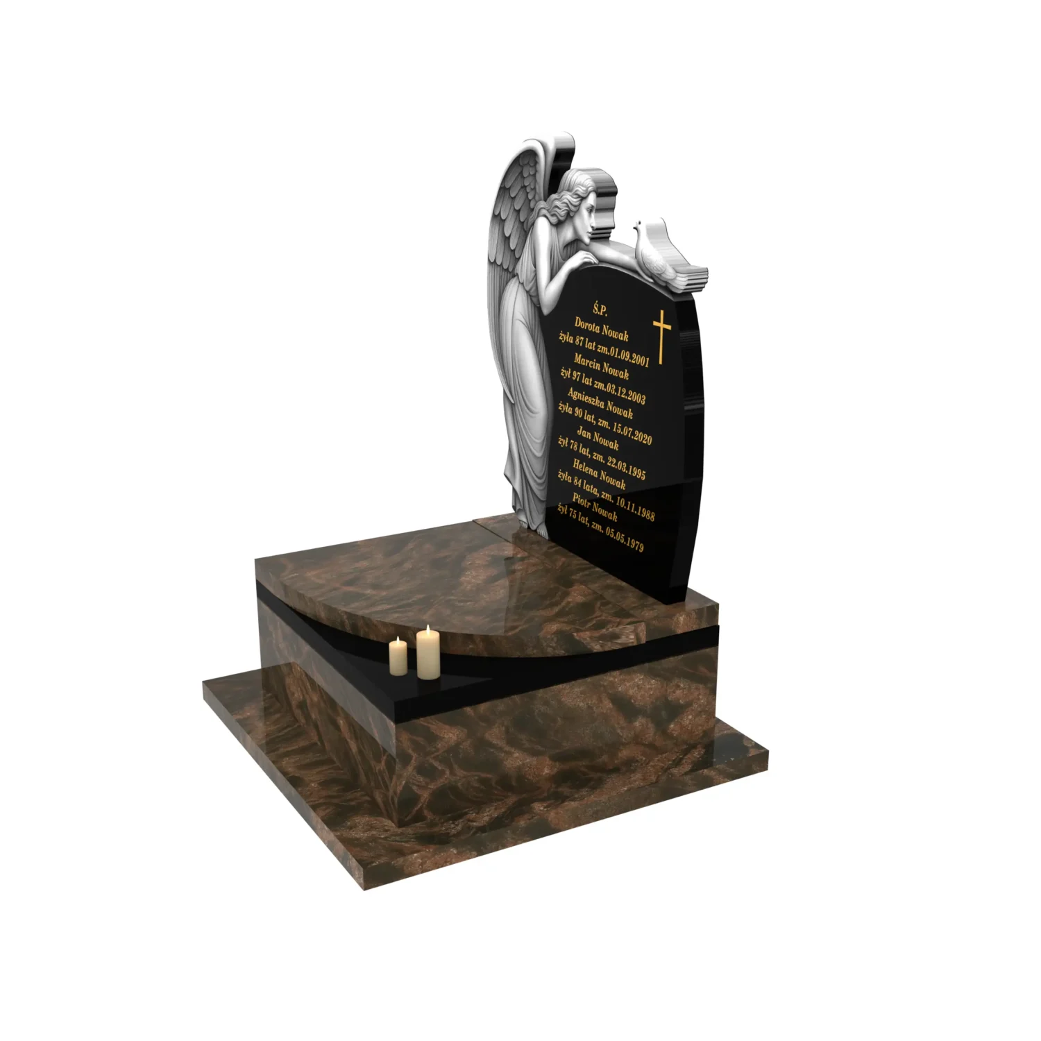 Nagrobek urnowy z delikatnym grawerem anioła z granitu U 109+360 – photo №2