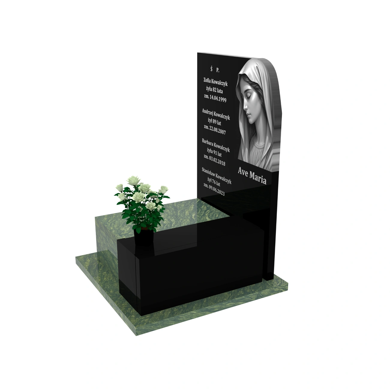Nagrobek urnowy z grawerem Matki Boskiej z granitu U 110+360 – photo №2