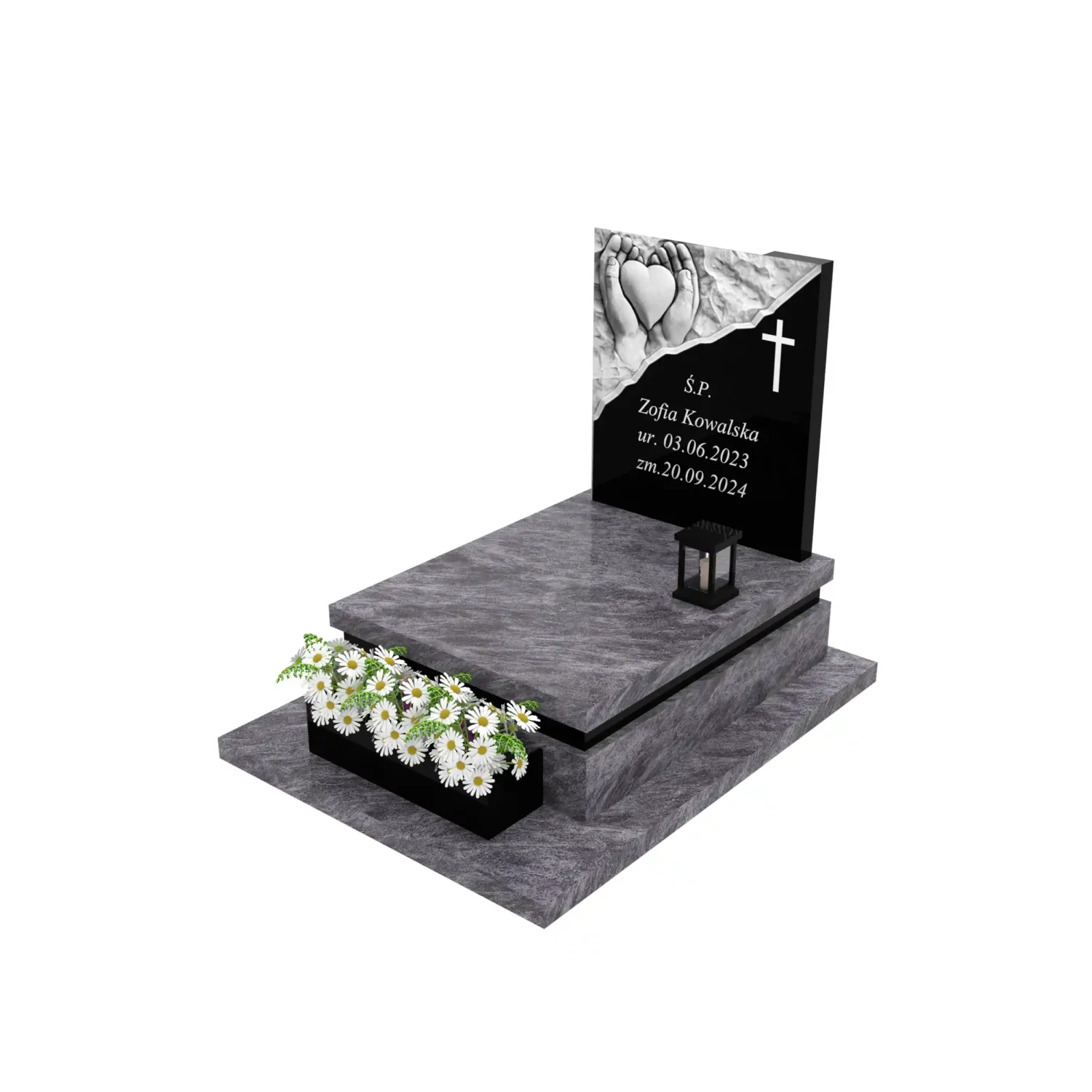 Nagrobek dla dziecka z rzeźbą dłoni i serca D 67+360 – photo №1