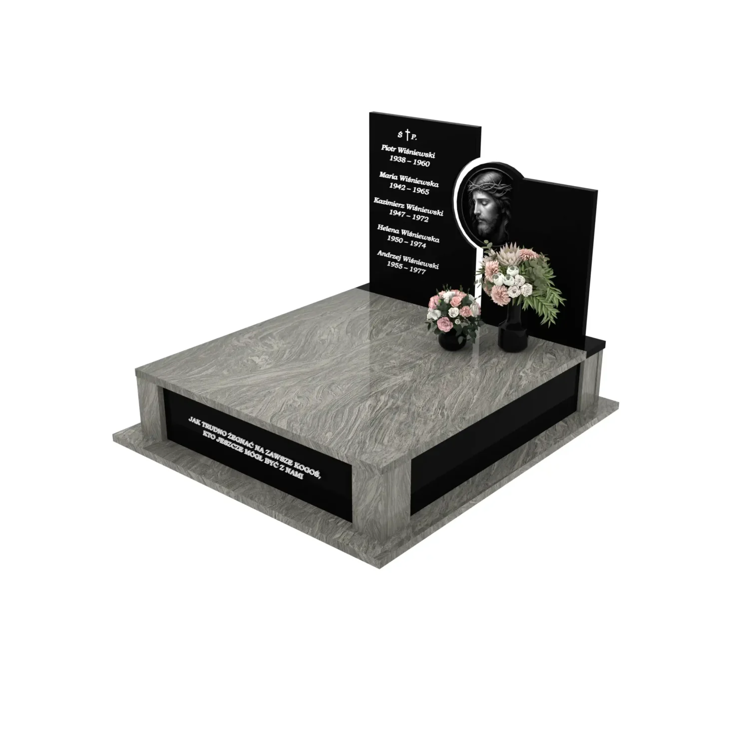 Nagrobek podwójny z grawerem Jezusa z granitu CK 107+360 – photo №1