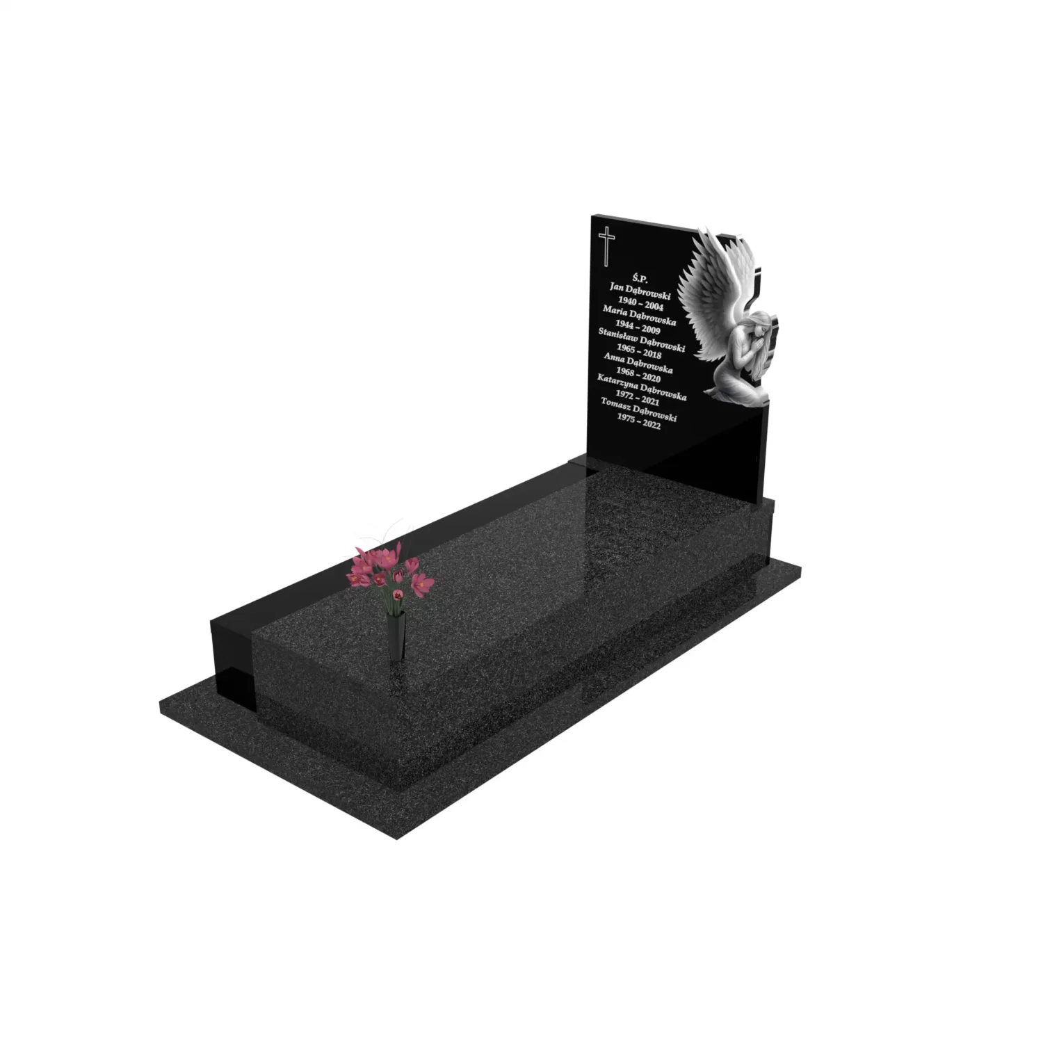 Nagrobek pojedynczy z grawerem anioła CK 175+360 – photo №1