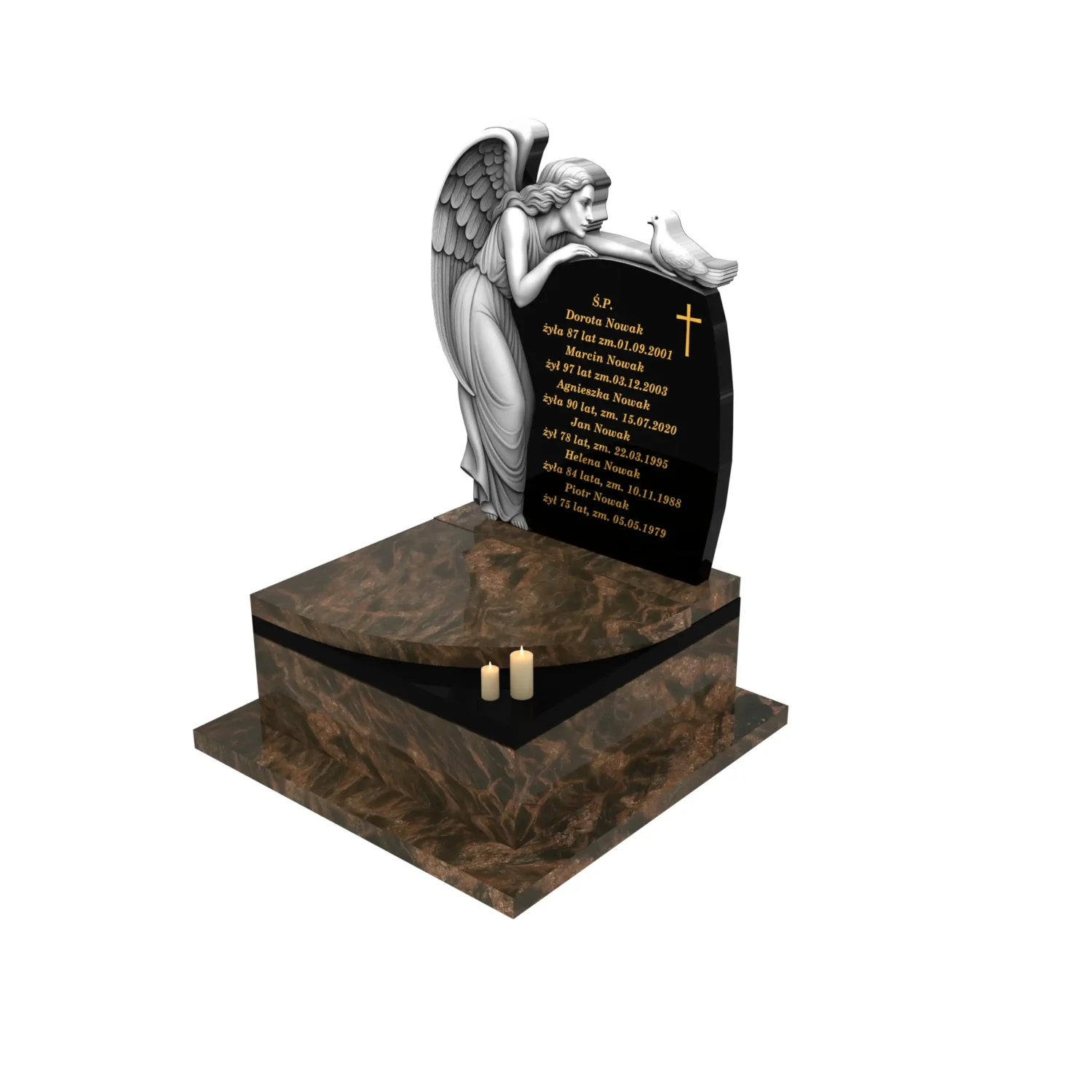 Nagrobek urnowy z delikatnym grawerem anioła z granitu U 109+360 – photo №1