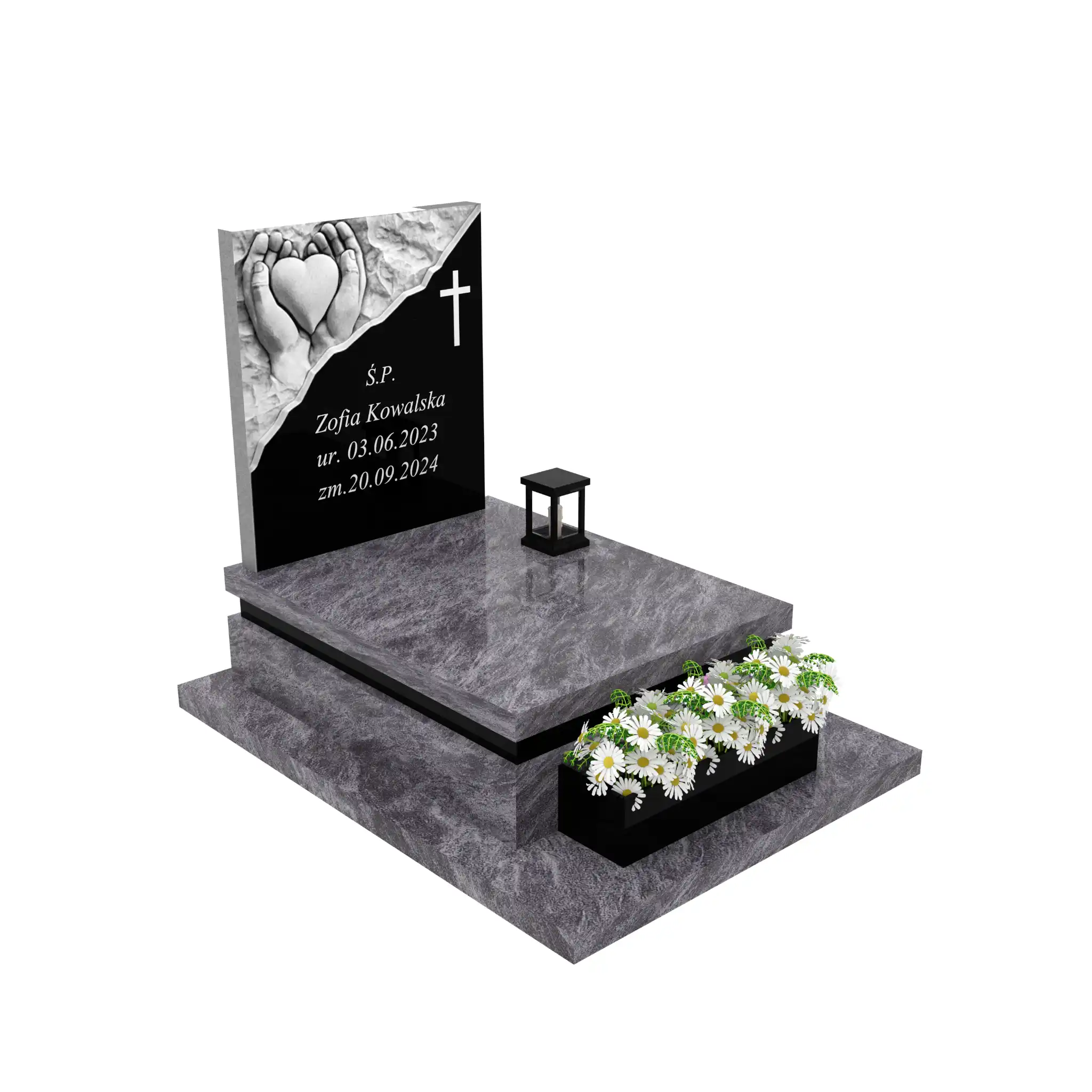 Nagrobek dla dziecka z rzeźbą dłoni i serca D 67+360 – photo №11