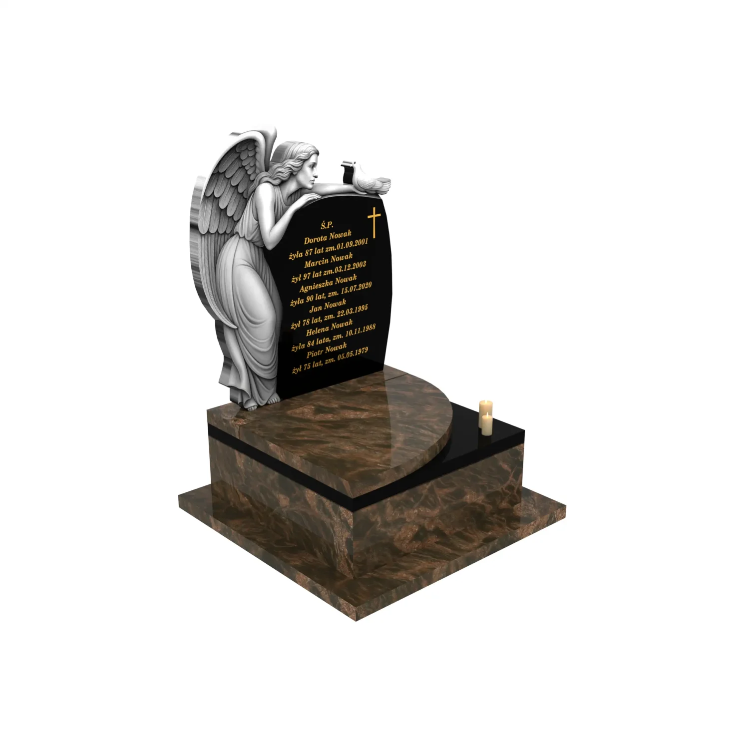 Nagrobek urnowy z delikatnym grawerem anioła z granitu U 109+360 – photo №11