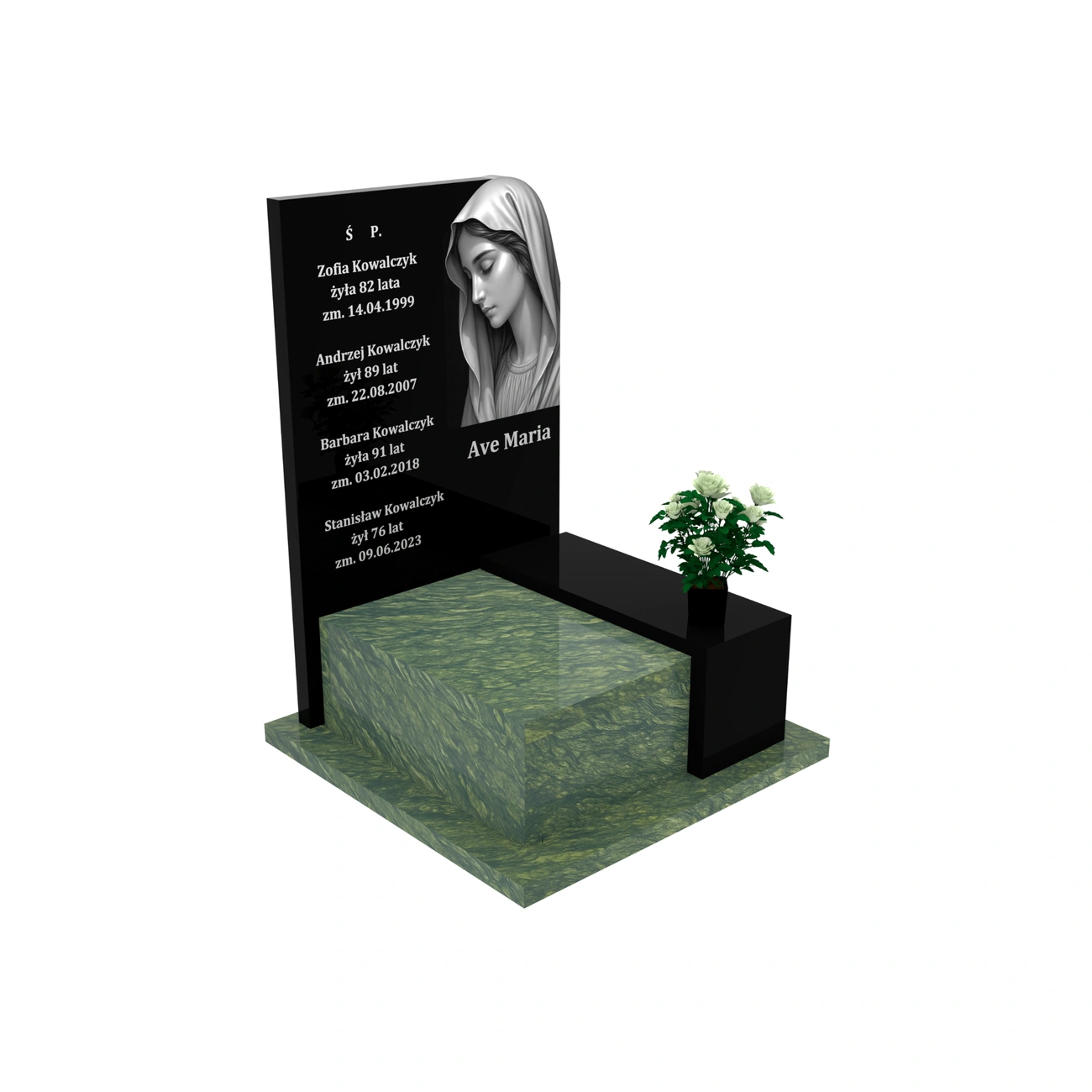 Nagrobek urnowy z grawerem Matki Boskiej z granitu U 110+360 – photo №11