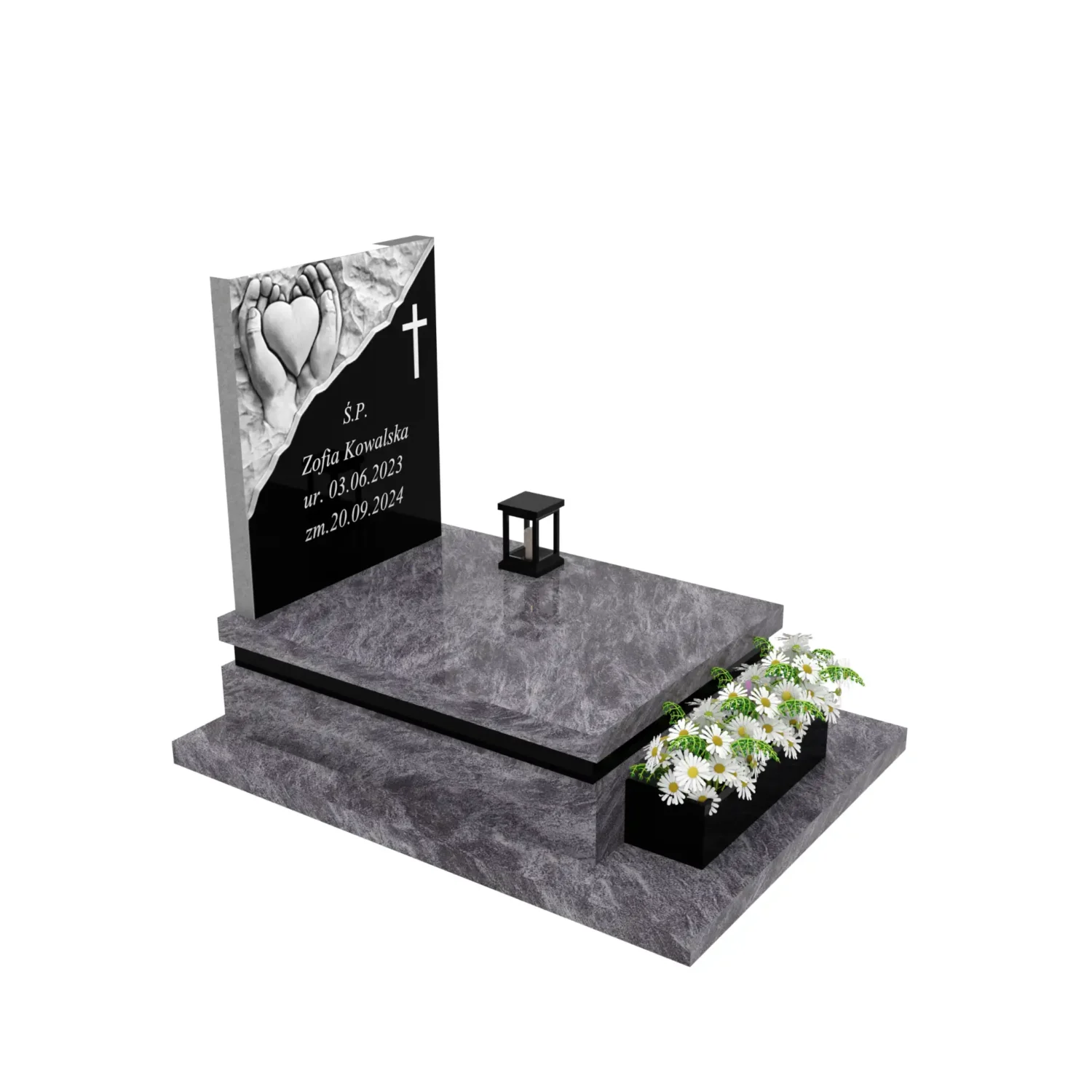 Nagrobek dla dziecka z rzeźbą dłoni i serca D 67+360 – photo №10