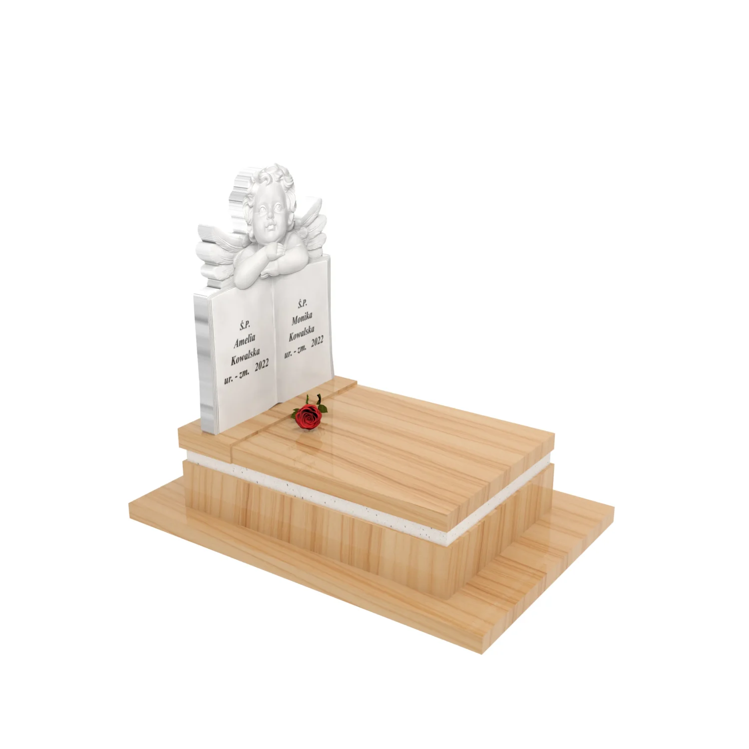 Nagrobek dla dziecka z rzeźbą książki i anioła z granitu D 79+360 – photo №10