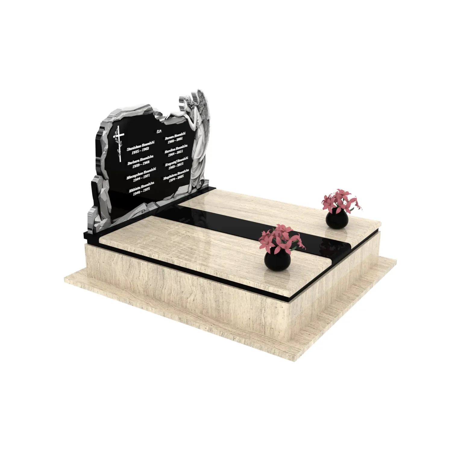 Nagrobek podwójny z grawerem anioła z granitu CK 108+360 – photo №10