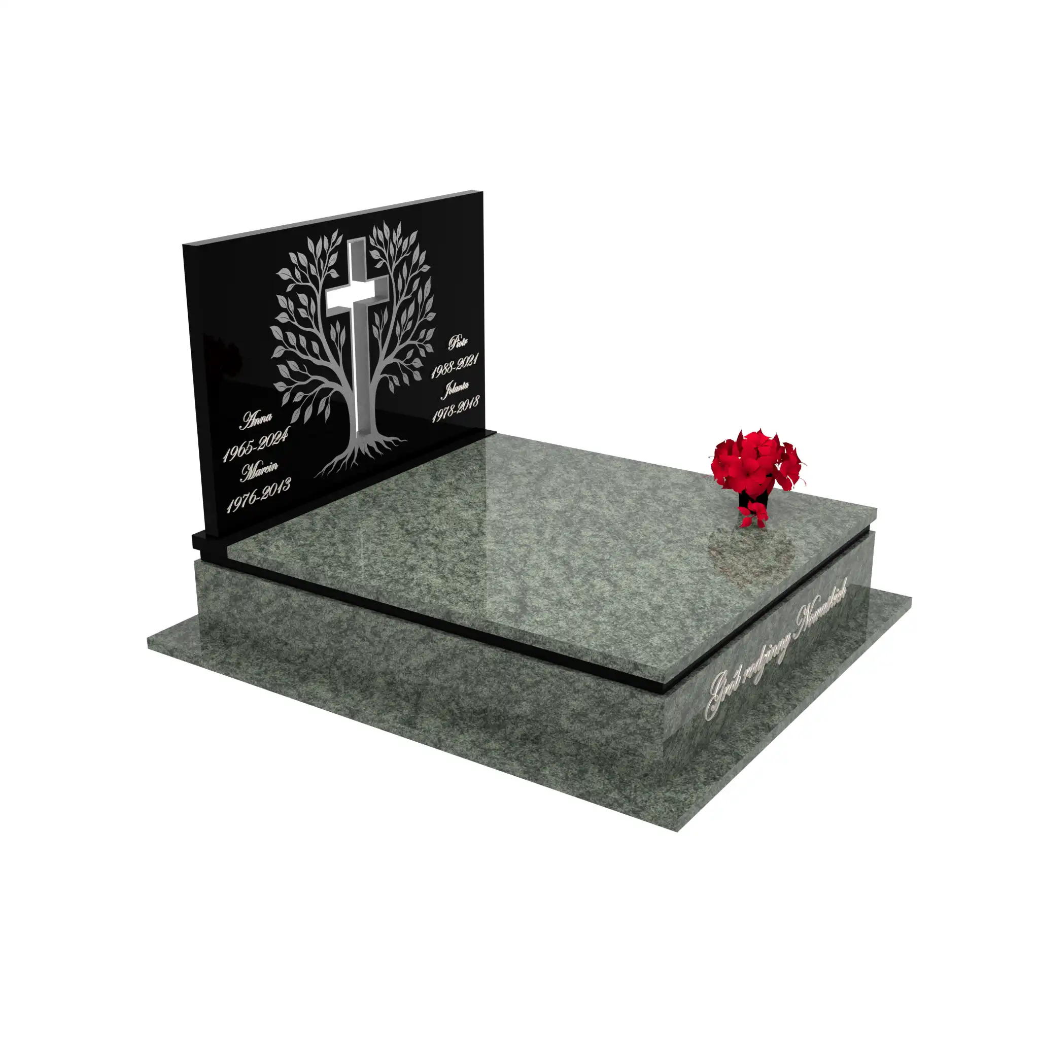 Nagrobek podwójny z grawerowanym drzewem i rzeźbą krzyża CK 104+360 – photo №10