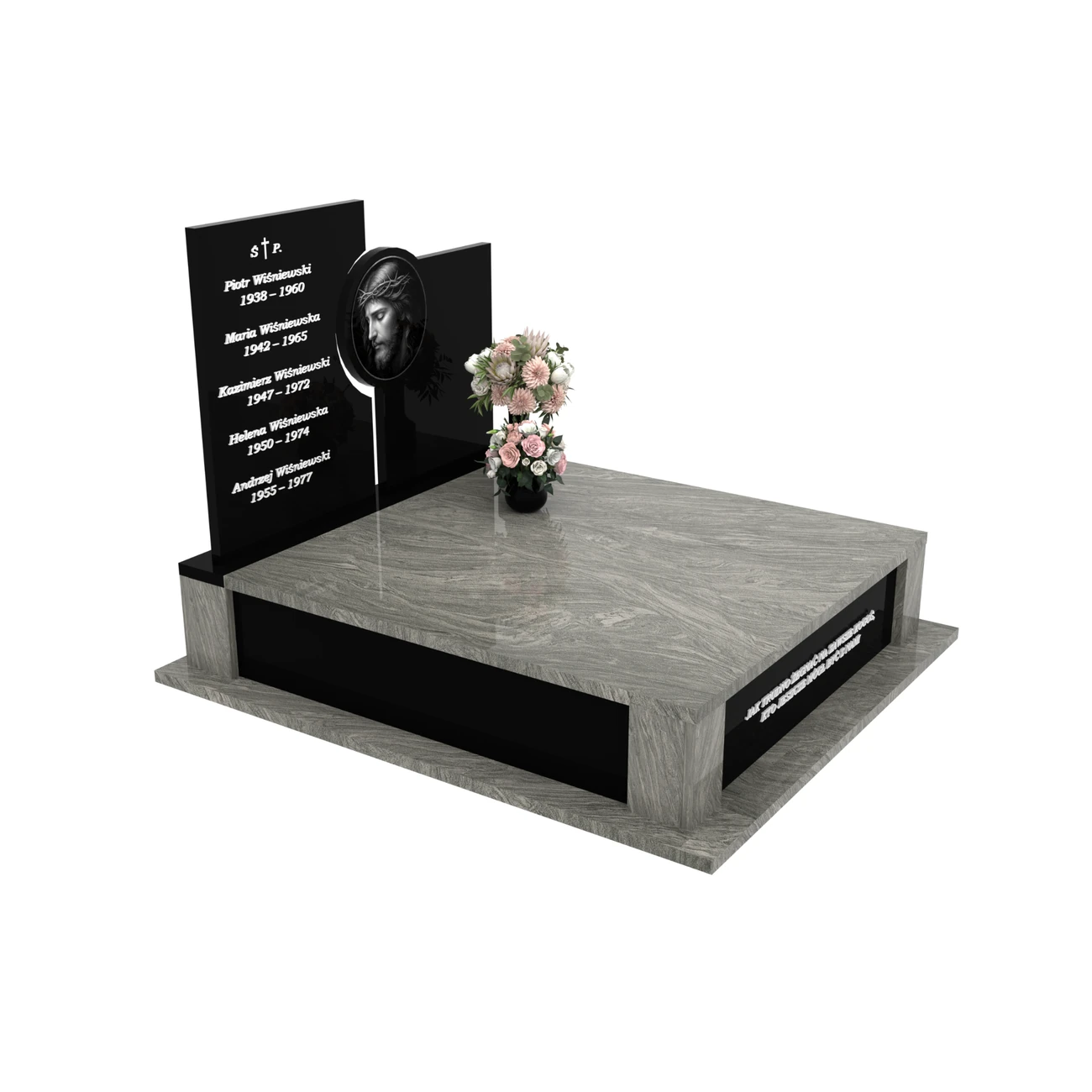 Nagrobek podwójny z grawerem Jezusa z granitu CK 107+360 – photo №10