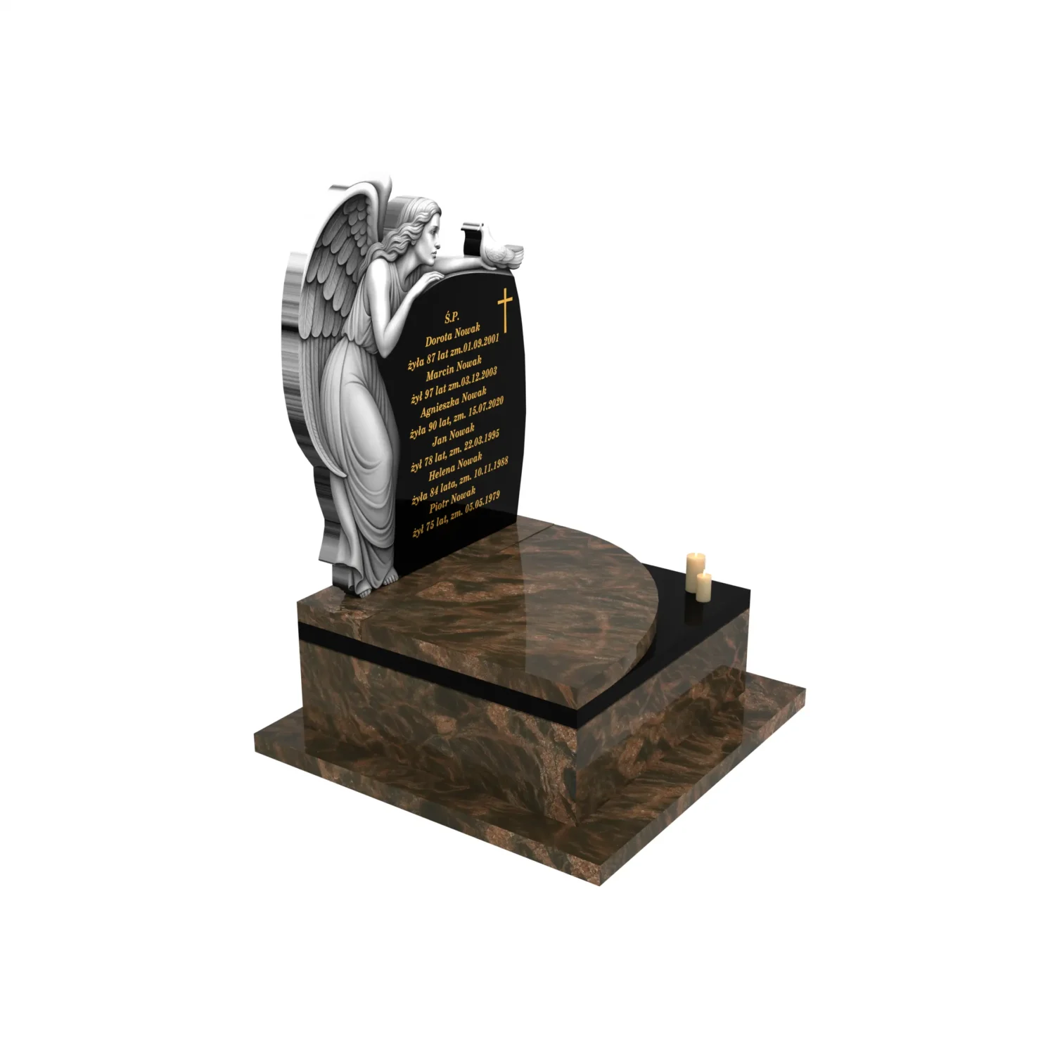 Nagrobek urnowy z delikatnym grawerem anioła z granitu U 109+360 – photo №10