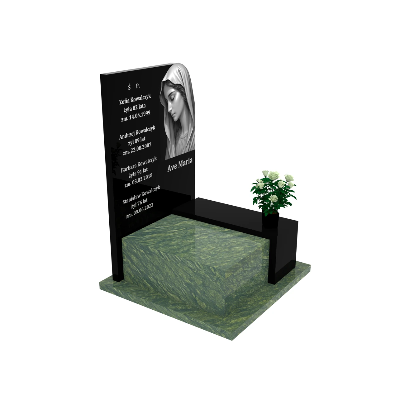 Nagrobek urnowy z grawerem Matki Boskiej z granitu U 110+360 – photo №10
