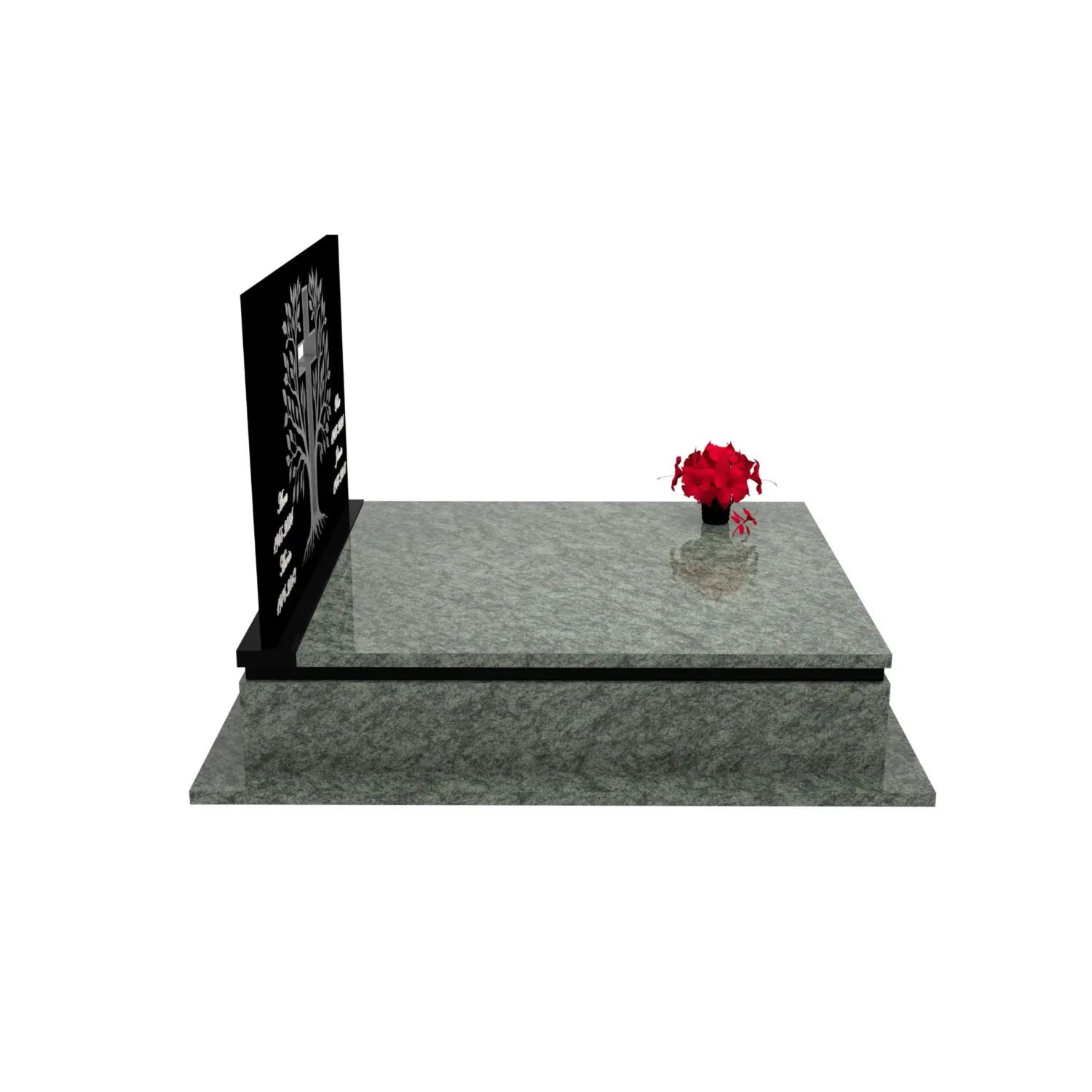 Nagrobek podwójny z grawerowanym drzewem i rzeźbą krzyża CK 104+360 – photo №9