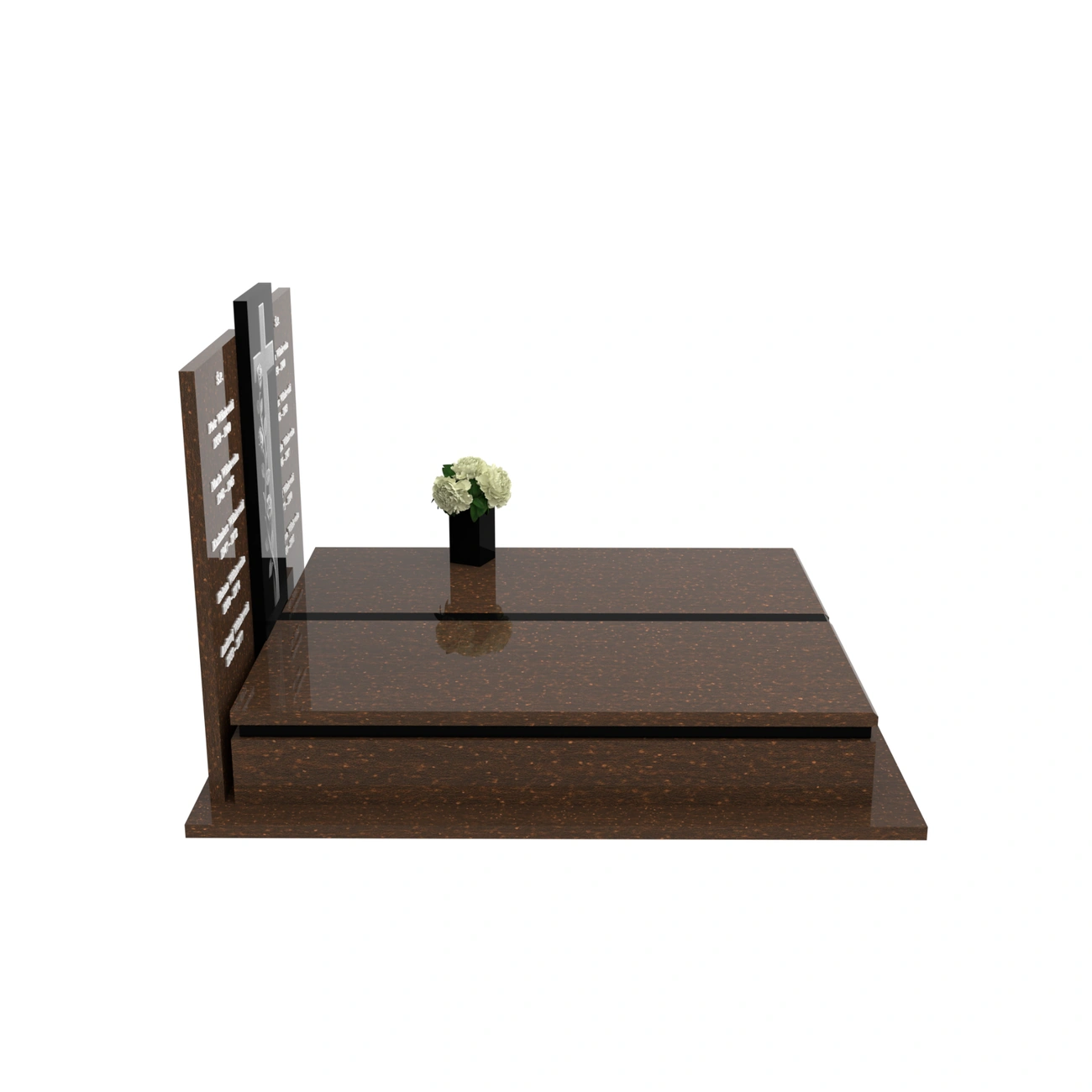 Nagrobek podwójny z grawerem krzyża, wykonany z dbałością o każdy detal z granitu CK 105+360 – photo №9