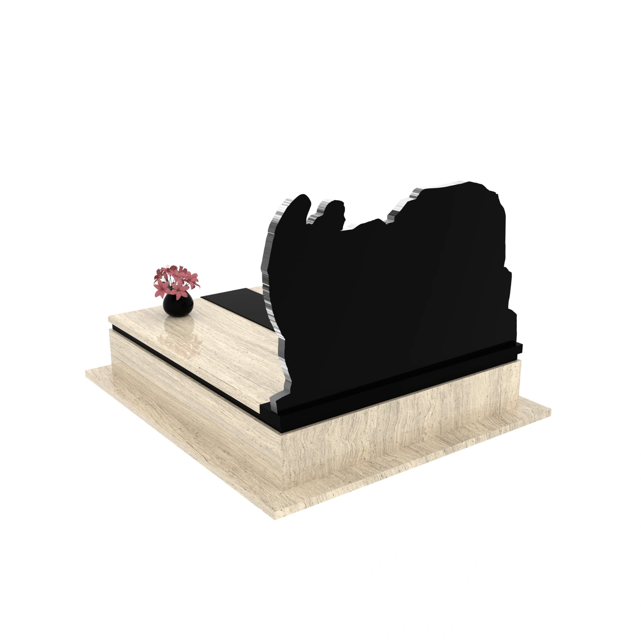 Nagrobek podwójny z grawerem anioła z granitu CK 108+360 – photo №5