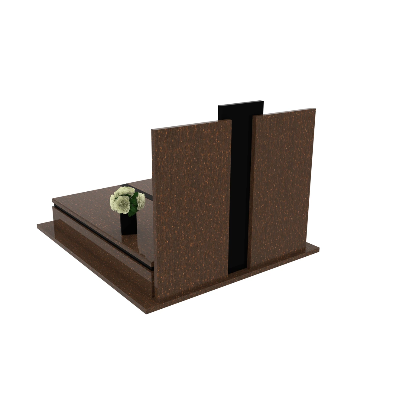 Nagrobek podwójny z grawerem krzyża, wykonany z dbałością o każdy detal z granitu CK 105+360 – photo №5