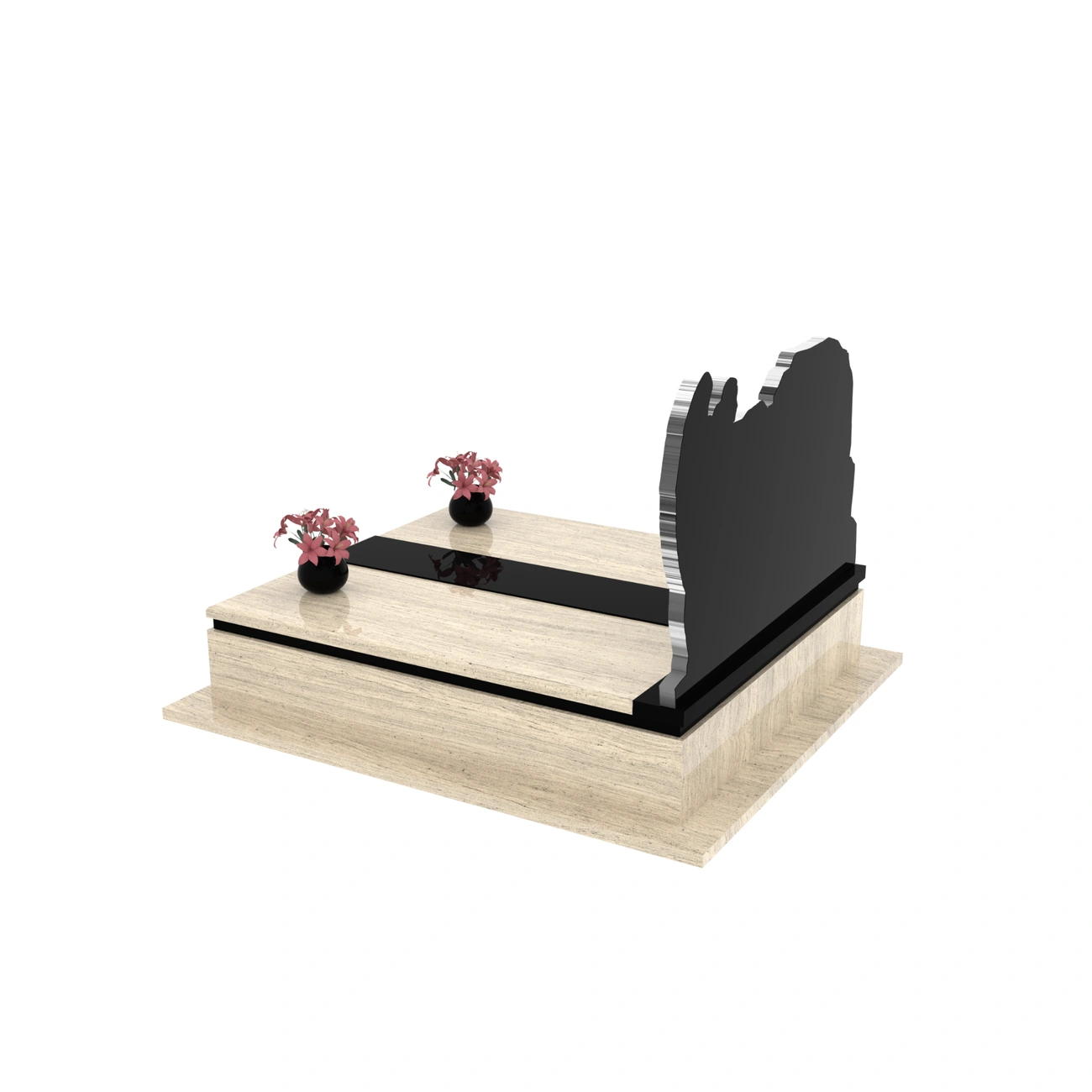 Nagrobek podwójny z grawerem anioła z granitu CK 108+360 – photo №4